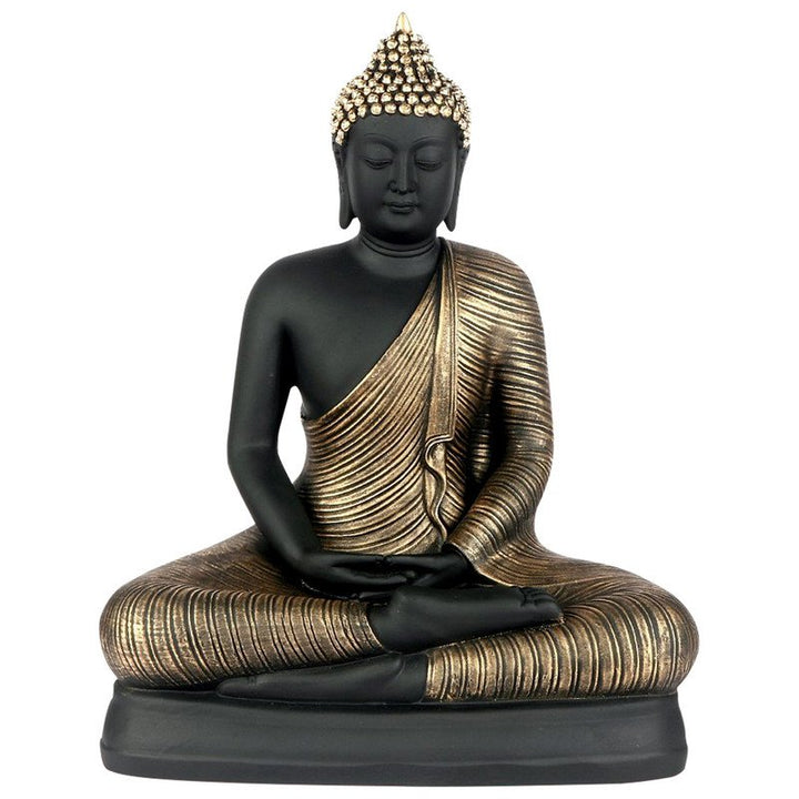 Handcrafted Ployresin Lord Buddha Black And Golden Meditating Statue Showpiece Home Decor/Office Decor/Spiritual Gift - Karigaari India Aesthetic Home Decor