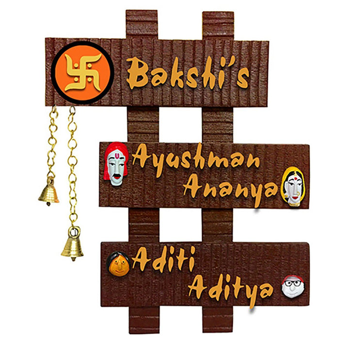 Family Sturdy Stylish Wooden Name Plate for Home Office Custom Durable - Karigaari India Aesthetic Home Decor