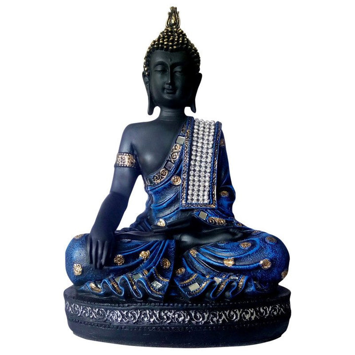 Handcrafted Ployresin Lord Buddha Blue Colour Meditating  Statue Showpiece Home Decor/Office Decor/Spiritual Gift - Karigaari India Aesthetic Home Decor