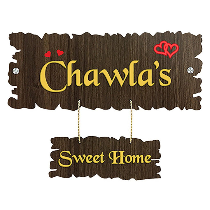 Beautiful Personalized Wooden Name Plate for House Durable Custom - Karigaari India Aesthetic Home Decor