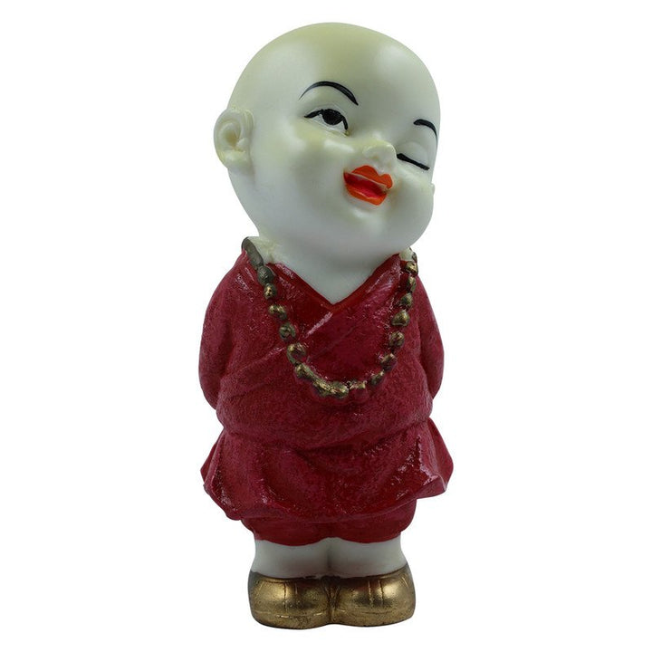 Handcrafted Ployresin Lord Buddha Standing Statue Showpiece Home Decor/Office Decor/Spiritual Gift, White And Red - Karigaari India Aesthetic Home Decor
