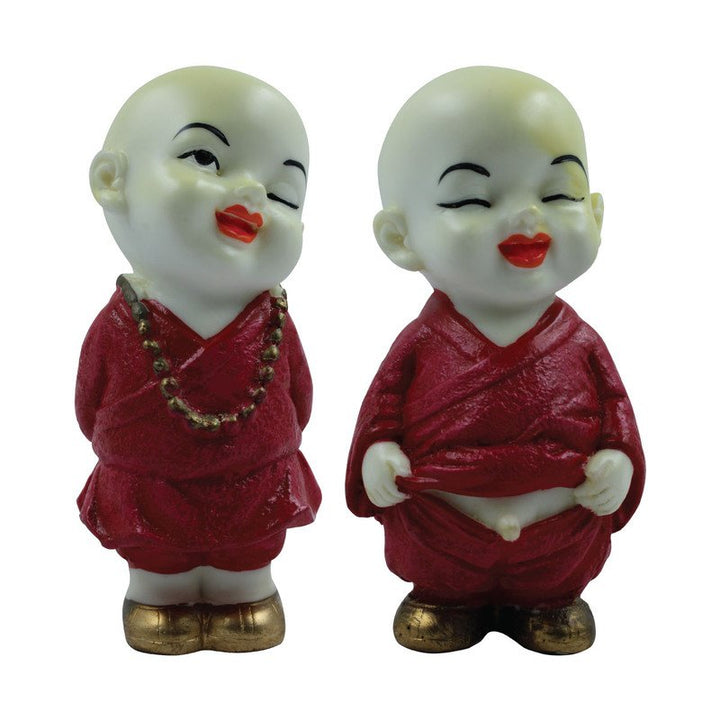 Handcrafted Ployresin Lord Buddha Two Standing White And Red Statues Showpiece Home Decor/Office Decor/Spiritual Gift - Karigaari India Aesthetic Home Decor