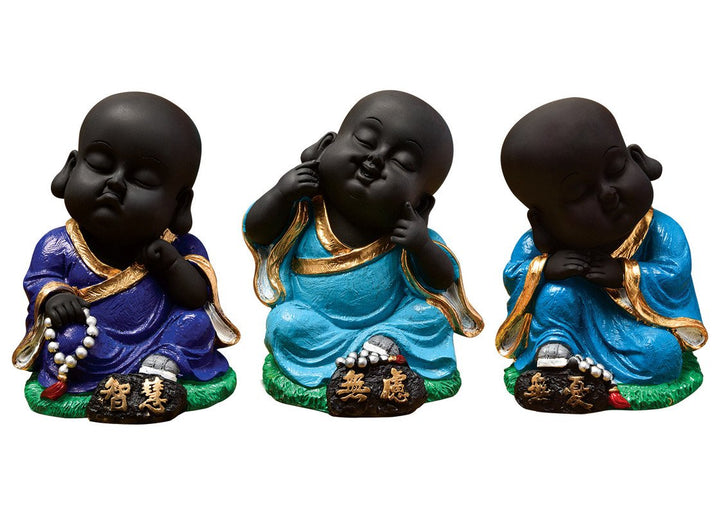 Handcrafted Ployresin Sitting And Sleeping Lord Buddha Statue Multicolour Three Pieces Showpiece Home Decor/Office Decor/Spiritual Gift - Karigaari India Aesthetic Home Decor