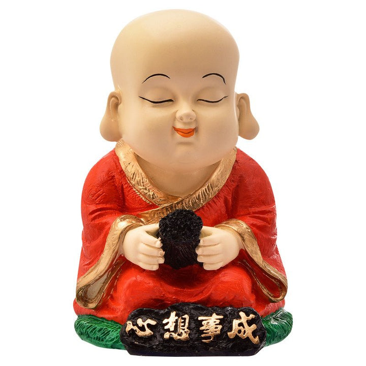 Handcrafted Ployresin Lord Buddha Orange Colour Sitting Statue Sitting Showpiece Home Decor/Office Decor/Spiritual Gift - Karigaari India Aesthetic Home Decor