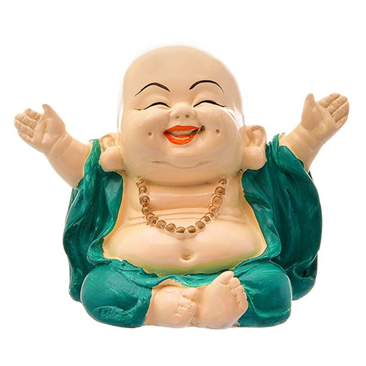Handcrafted Ployresin Lord Buddha Statue Sitting Laughing Green Colour  Showpiece Home Decor/Office Decor/Spiritual Gift - Karigaari India Aesthetic Home Decor