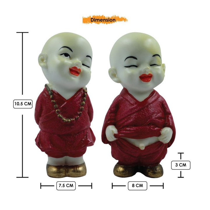 Handcrafted Ployresin Lord Buddha Two Standing White And Red Statues Showpiece Home Decor/Office Decor/Spiritual Gift - Karigaari India Aesthetic Home Decor
