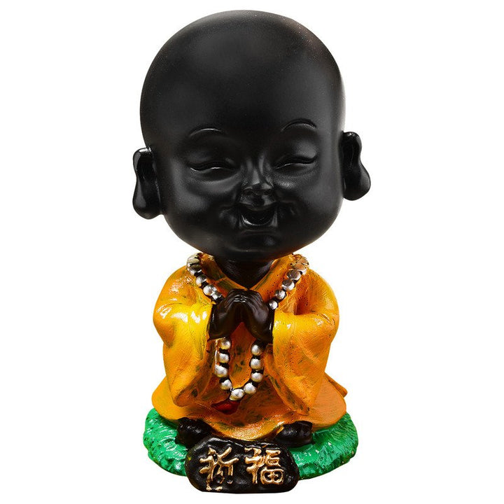 Handcrafted Ployresin Lord Buddha Orange Praying And Sitting  Statue  Showpiece Home Decor/Office Decor/Spiritual Gift - Karigaari India Aesthetic Home Decor