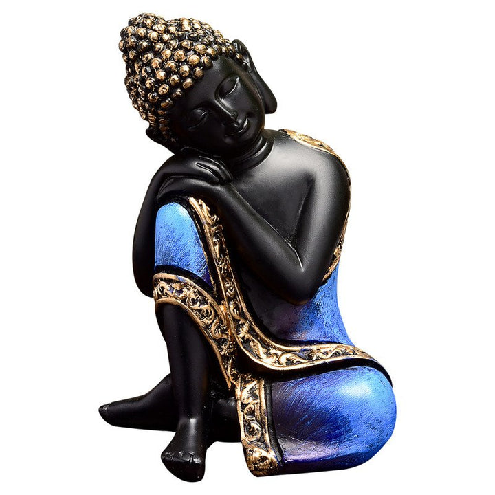 Handcrafted Ployresin Lord Buddha Sitting And Sleeping Dark Blue Colour With Golden Border Statue  Showpiece Home Decor/Office Decor/Spiritual Gift - Karigaari India Aesthetic Home Decor