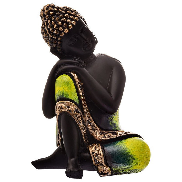 Handcrafted Ployresin Lord Buddha Sitting And Sleeping Black And Yellow Colour With Golden Statue  Showpiece Home Decor/Office Decor/Spiritual Gift - Karigaari India Aesthetic Home Decor