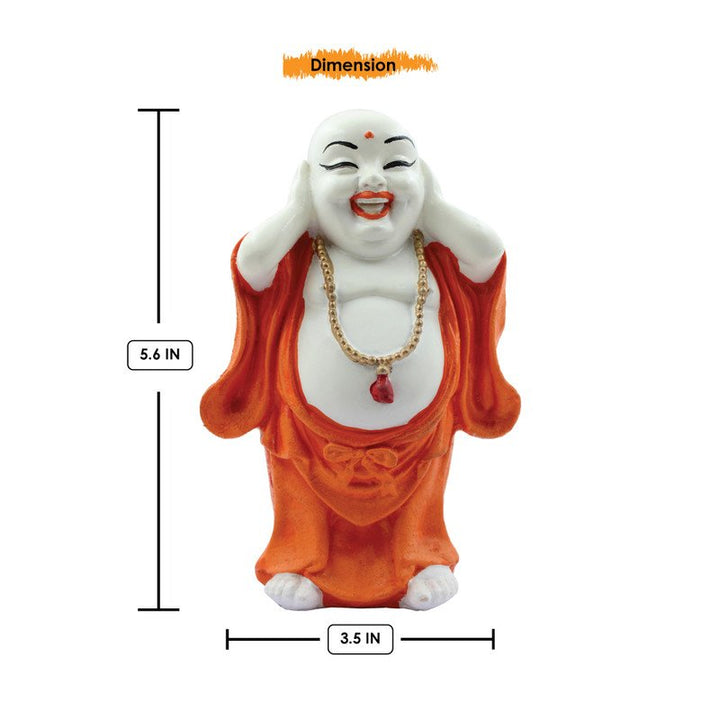 Handcrafted Ployresin Lord Buddha Three Standing White And Orange Statues Showpiece Home Decor/Office Decor/Spiritual Gift - Karigaari India Aesthetic Home Decor
