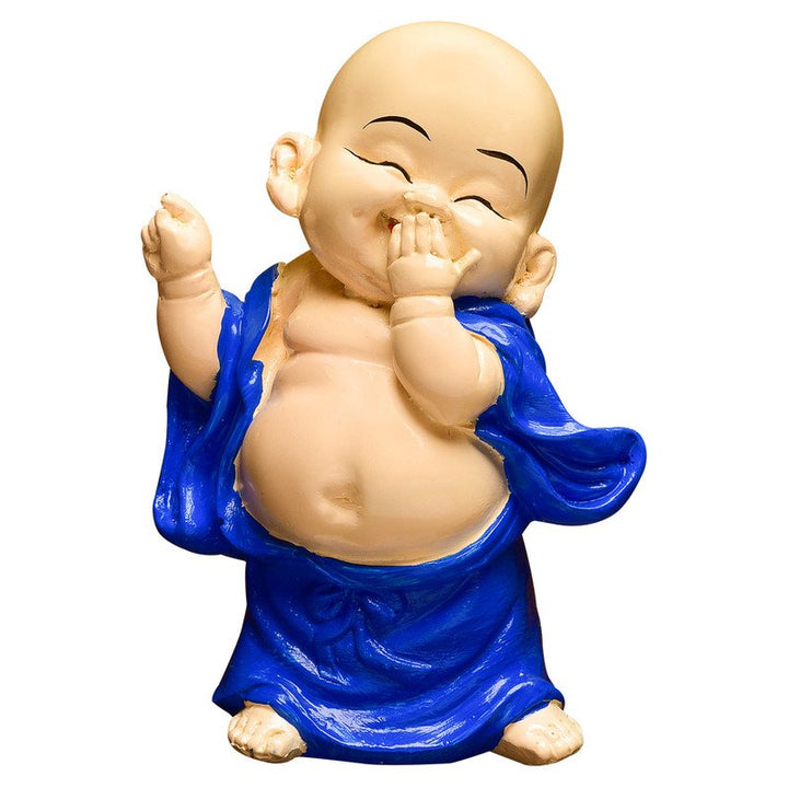 Handcrafted Ployresin Lord Buddha Laughing Dark Blue Colour Statue And Putting Hand On Mouth  Showpiece Home Decor/Office Decor/Spiritual Gift - Karigaari India Aesthetic Home Decor