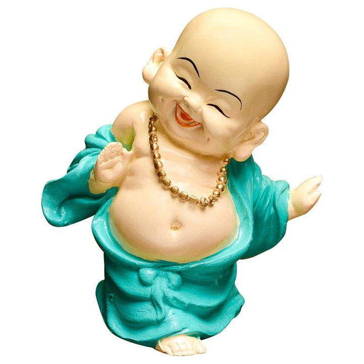 Handcrafted Ployresin Lord Buddha Laughing Standing Sky Blue Colour Statue Showpiece Home Decor/Office Decor/Spiritual Gift - Karigaari India Aesthetic Home Decor