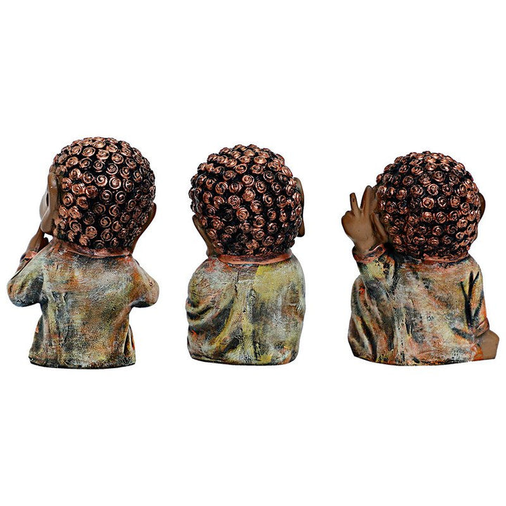 Handcrafted Ployresin Lord Buddha  Three Multicolour Sitting Statues Showpiece Home Decor/Office Decor/Spiritual Gift - Karigaari India Aesthetic Home Decor