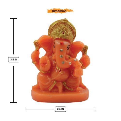Small Lord Ganesha Sitting Idol Orange Colour for Home Decor - Karigaari India Aesthetic Home Decor