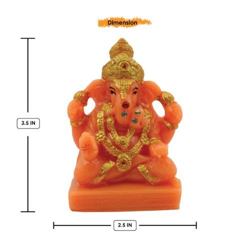 Lord Ganesha Sitting And Giving Blessing Orange Colour Idol for Home Decor - Karigaari India Aesthetic Home Decor