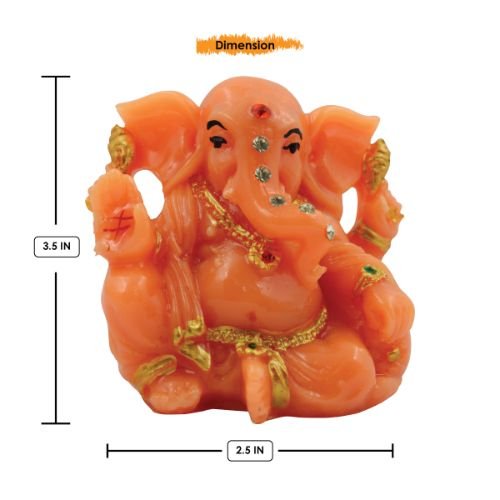 Lord Ganesha Sitting Without Mughat Orange Colour Idol for Home Decor - Karigaari India Aesthetic Home Decor