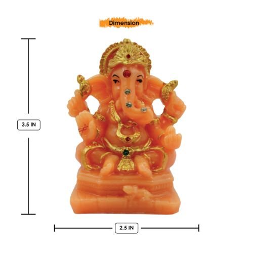 Lord Ganesha Wearing ornaments And Sitting Orange Colour Idol for Home Decor - Karigaari India Aesthetic Home Decor