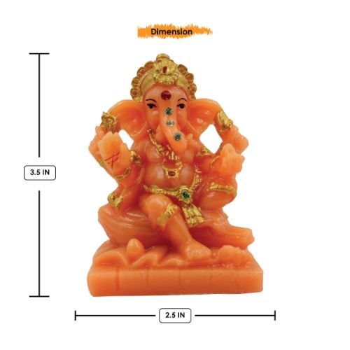 Lord Ganesha sitting Unique Orange Colour Idol for Home Decor - Karigaari India Aesthetic Home Decor