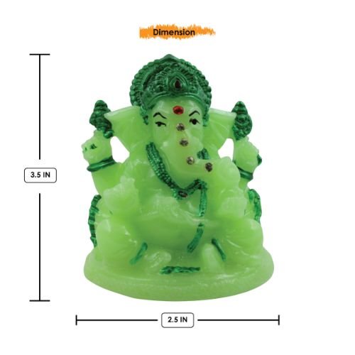Small Lord Ganesha Sitting With Folding Leg Idol Crystal Green Colour for Home Decor - Karigaari India Aesthetic Home Decor