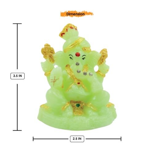 Small Lord Ganesha sitting Unique Crystal Green Colour Idol with Golden Ornaments for Home Decor - Karigaari India Aesthetic Home Decor