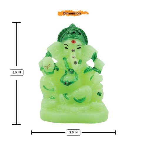 Unique Crystal Green Colour Lord Ganesha sitting with One leg Up Idol for Home Decor - Karigaari India Aesthetic Home Decor