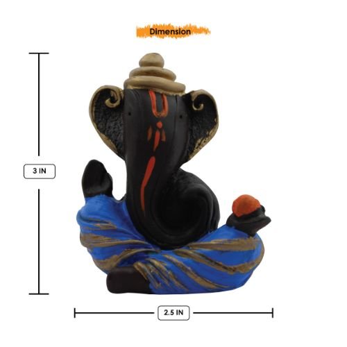 Unique Design Ganesh Idol Black Color with Blue Dhoti for Home Decor - Karigaari India Aesthetic Home Decor