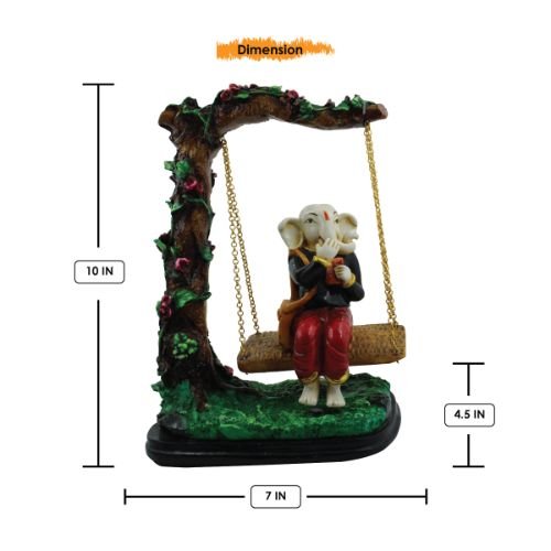 Lord Ganesha Sitting on Jhula Under Tree Idol for Home Decor - Karigaari India Aesthetic Home Decor