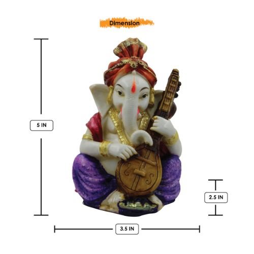 Lord Ganesha Playing Guitar Idol for Home Decor - Karigaari India Aesthetic Home Decor