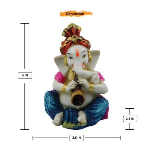 Lord Ganesha Playing Shehenai Idol for Home Decor - Karigaari India Aesthetic Home Decor