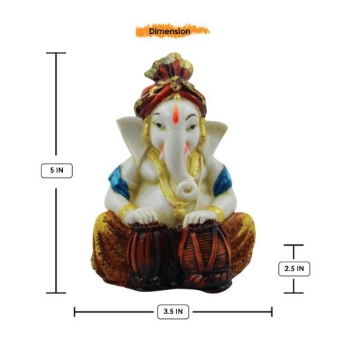 Musical Ganesha Idol with Drums - Festive Home Decor - Karigaari India Aesthetic Home Decor