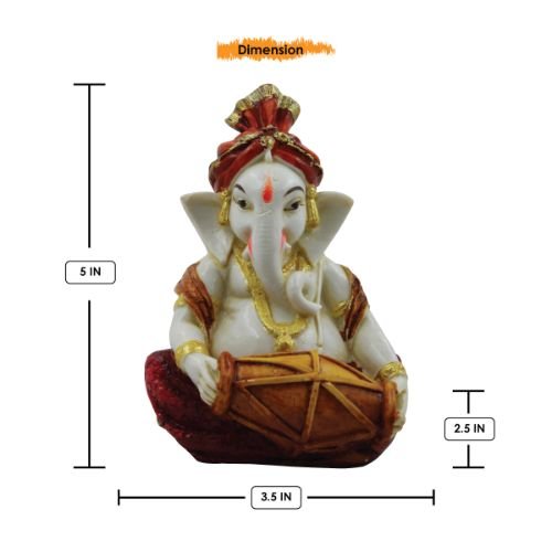 Lord Ganesha Playing Dhol Idol for Home Decor - Karigaari India Aesthetic Home Decor