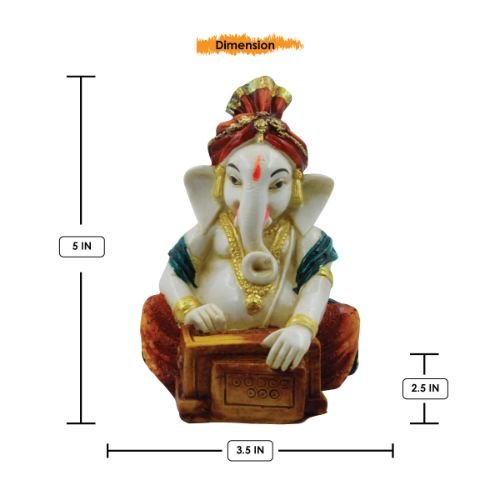 Lord Ganesha Playing Old Style Piaono Idol for Home Decor - Karigaari India Aesthetic Home Decor