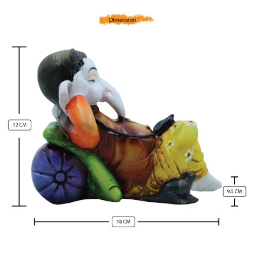 Lord Ganesha Relaxing multiolor Idol for Home Decor - Karigaari India Aesthetic Home Decor