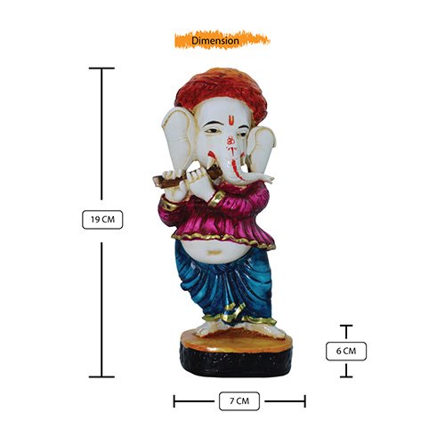 Lord Ganesha Standing Playing Flute multiolor Idol for Home Decor - Karigaari India Aesthetic Home Decor