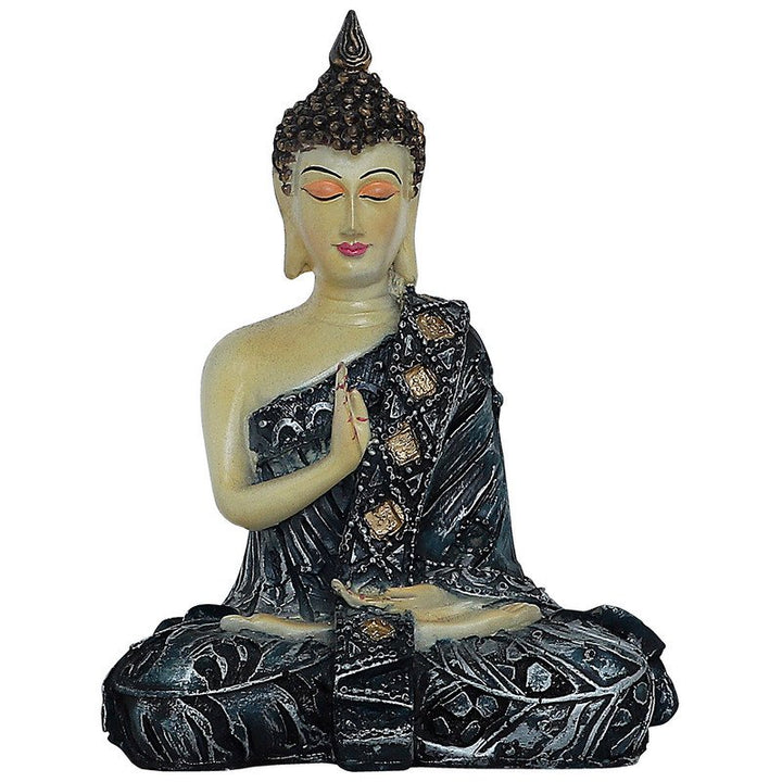 Handcrafted Ployresin Lord Buddha Sitting And Meditation Multicolour Statue Showpiece Home Decor/Office Decor/Spiritual Gift - Karigaari India Aesthetic Home Decor