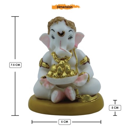 Lord Ganesha Idol Holding Modak Bowl Unique Design Best for Home Decor - Karigaari India Aesthetic Home Decor