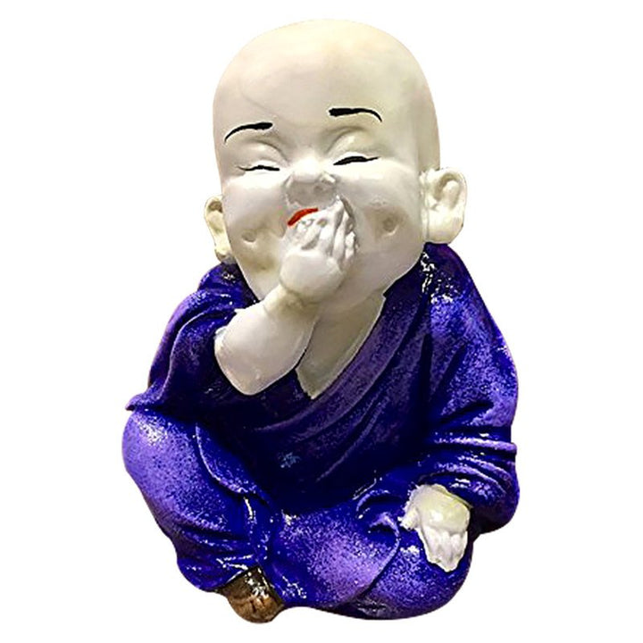 Handcrafted Ployresin Lord Buddha White And Purple Colour Sitting Statue Showpiece Home Decor/Office Decor/Spiritual Gift - Karigaari India Aesthetic Home Decor