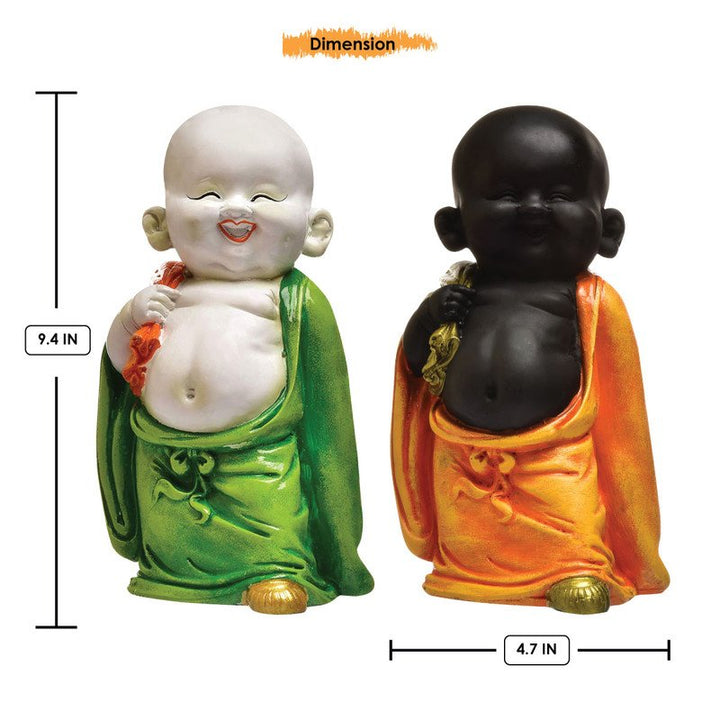 Handcrafted Ployresin Lord Buddha Multicolour Standing Statues Showpiece Home Decor/Office Decor/Spiritual Gift, Two Pieces - Karigaari India Aesthetic Home Decor