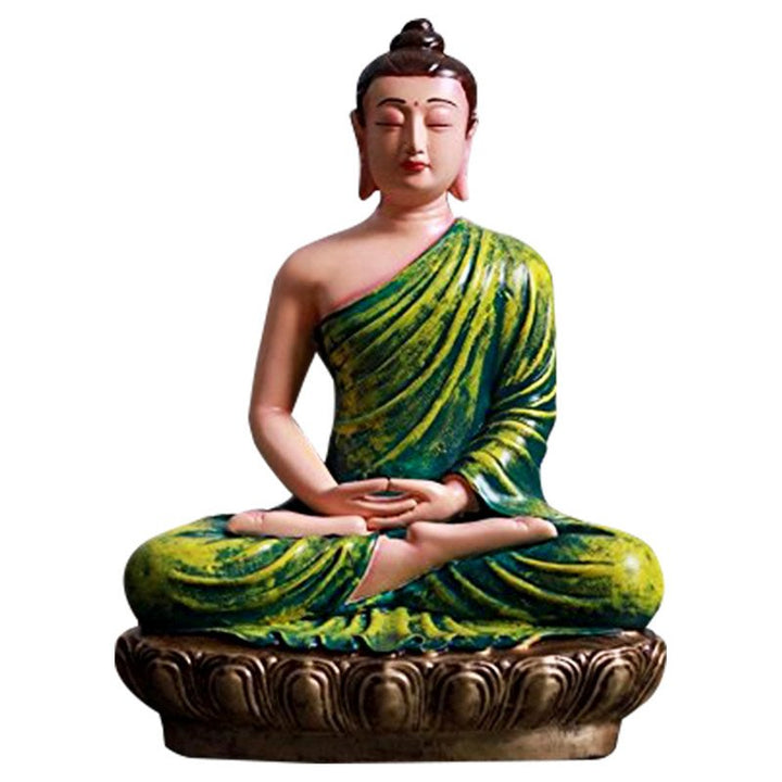 Handcrafted Ployresin Lord Buddha Meditating Statue Green Colour Showpiece Home Decor/Office Decor/Spiritual Gift - Karigaari India Aesthetic Home Decor