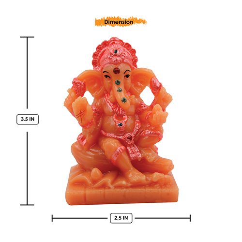 Small Lord Ganesha Sitting On Rock Idol Orange And Pink Ornaments Best for Home Decor - Karigaari India Aesthetic Home Decor
