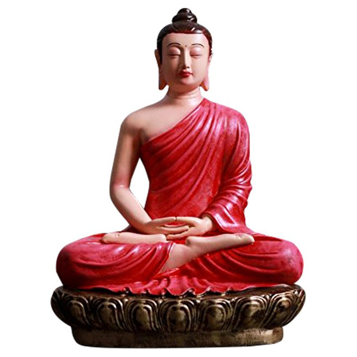 Handcrafted Ployresin Lord Buddha Red  Colour Meditating Statue Showpiece Home Decor/Office Decor/Spiritual Gift - Karigaari India Aesthetic Home Decor