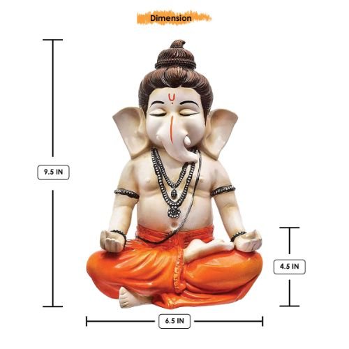 Unique Little Lord Ganesha Sitting In Yoga Position Idol Orange Best for Home Decor - Karigaari India Aesthetic Home Decor