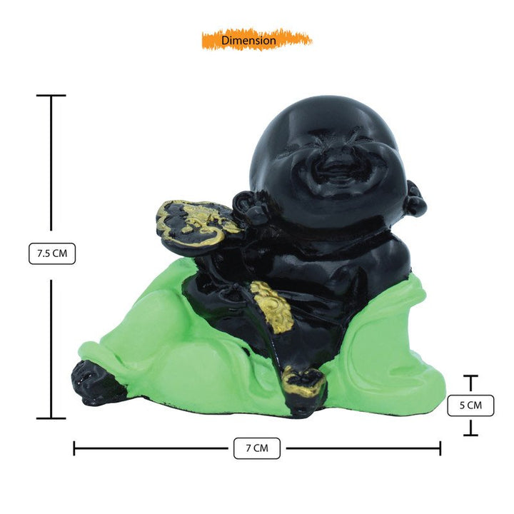 Handcrafted Ployresin Lord Buddha Sleeping Statue Showpiece Home Decor/Office Decor/Spiritual Gift, Black And Green Colour - Karigaari India Aesthetic Home Decor