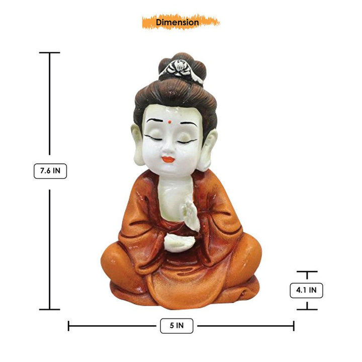 Handcrafted Ployresin Lord Buddha Sitting Statue Showpiece Home Decor/Office Decor/Spiritual Gift, Orange - Karigaari India Aesthetic Home Decor