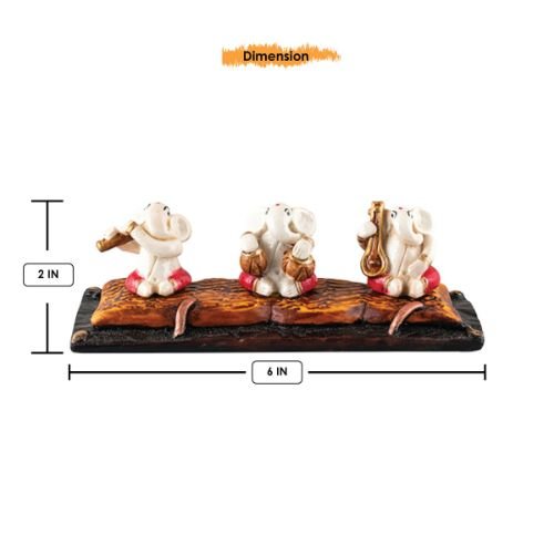 Unique Design Three Little Lord Ganesha Playing Instruments Idol White Best Item for Home Decor - Karigaari India Aesthetic Home Decor