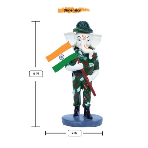 Unique Design Lord Ganesha In Soldier Uniform Holding Indian Flag Best Item for Home Decor - Karigaari India Aesthetic Home Decor