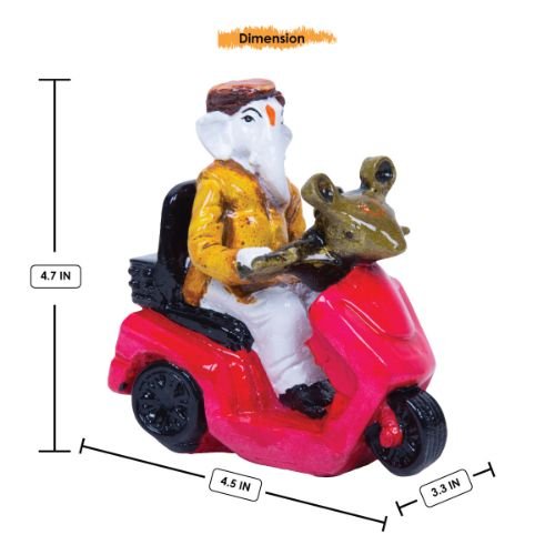 Unique Design Lord Ganesh Riding Red Scooter Best Item for Home Decor - Karigaari India Aesthetic Home Decor