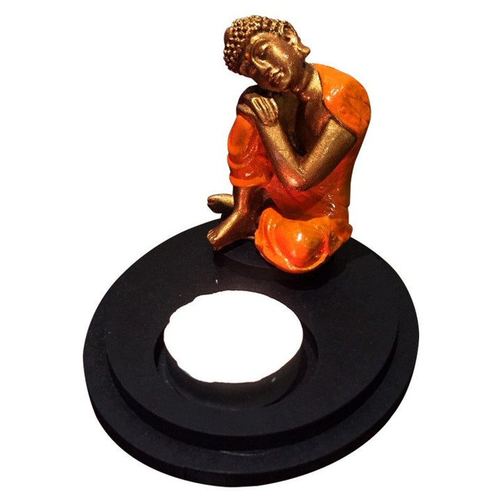 Handcrafted Ployrein Lord Buddha Sitting And Relaxing Orange Colour  Statue Showpiece Home Decor/Office Decor/Spiritual Gift - Karigaari India Aesthetic Home Decor