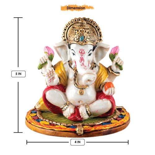 Unique Design Lord Ganesh Sitting Wearing Golden Crown Best Item for Home Decor - Karigaari India Aesthetic Home Decor