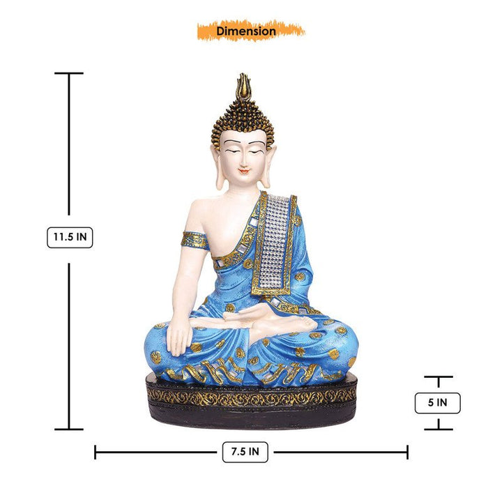Handcrafted Ployresin Lord Buddh Blue Colour Sitting  Statue Showpiece Home Decor/Office Decor/Spiritual Gift - Karigaari India Aesthetic Home Decor